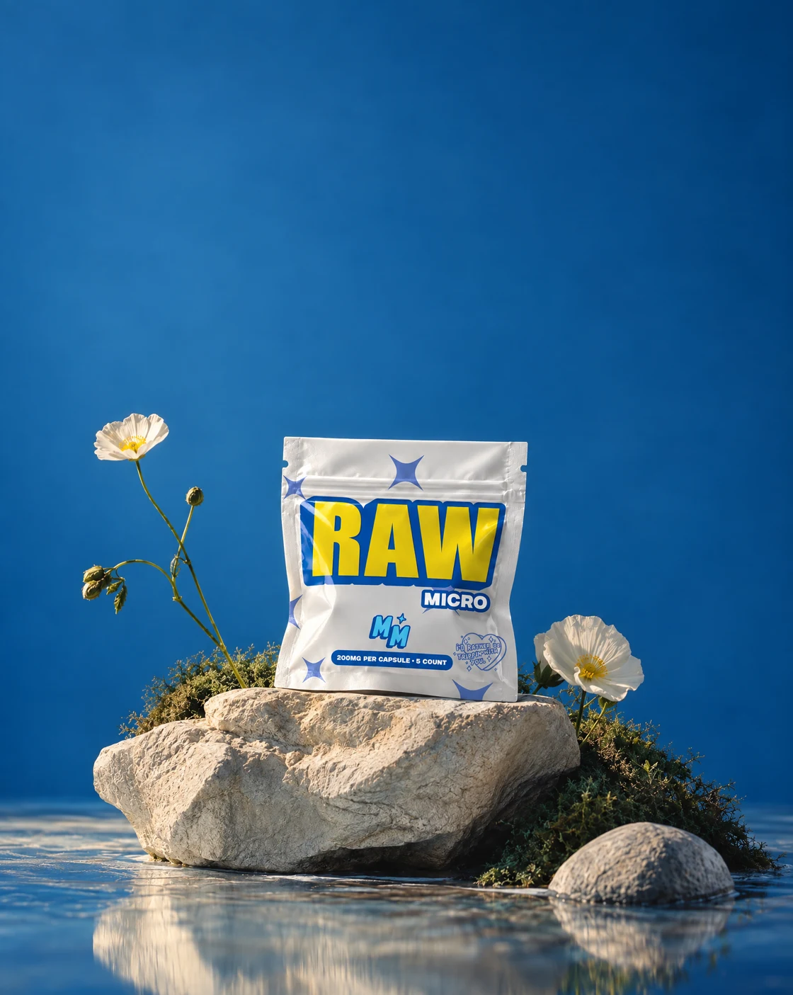 RAW Micro pouch on a waterside rock